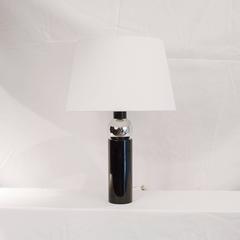 Black Lacquered Tube and Chrome Ball Lamp, 1970s