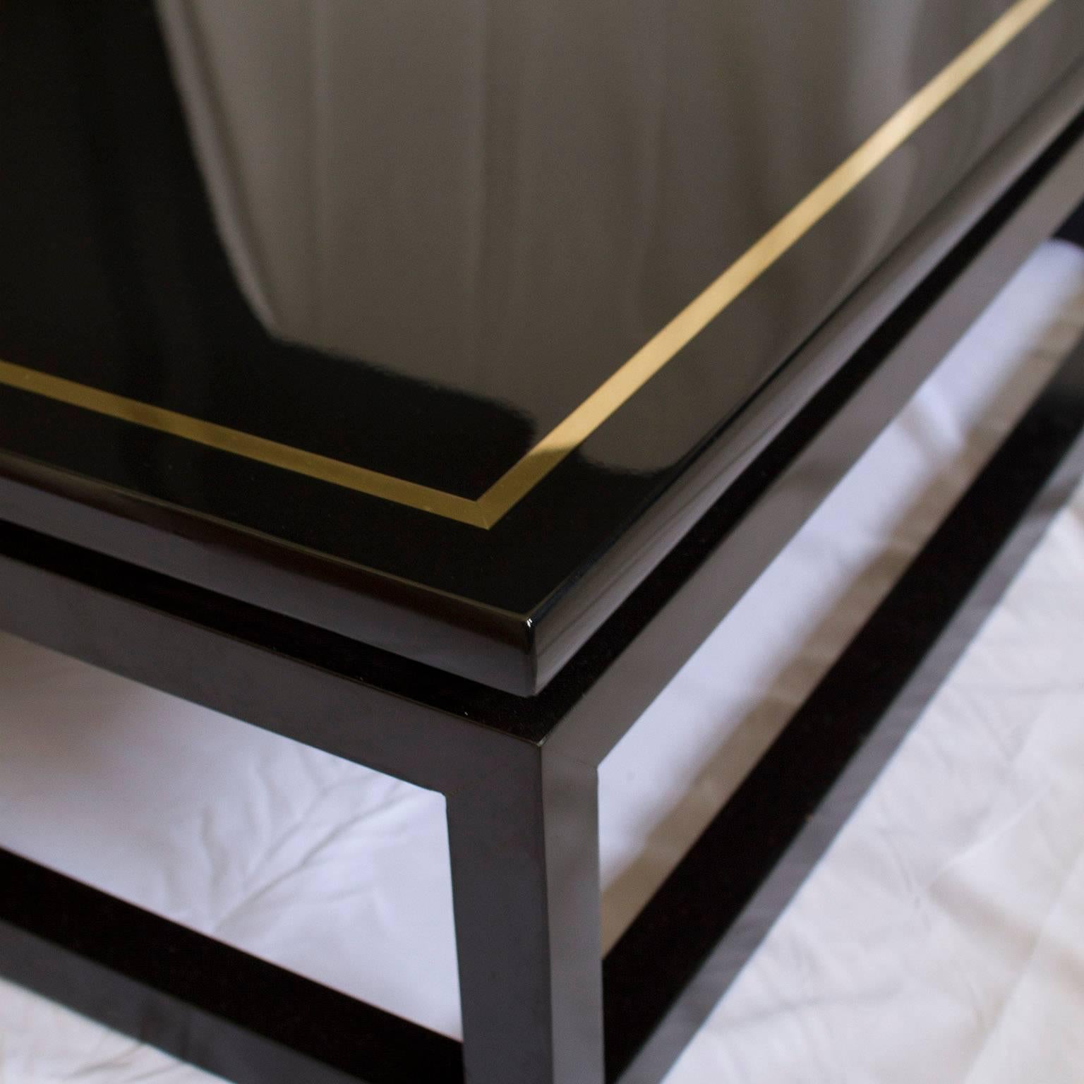 Brass Black Lacquer Coffee Table