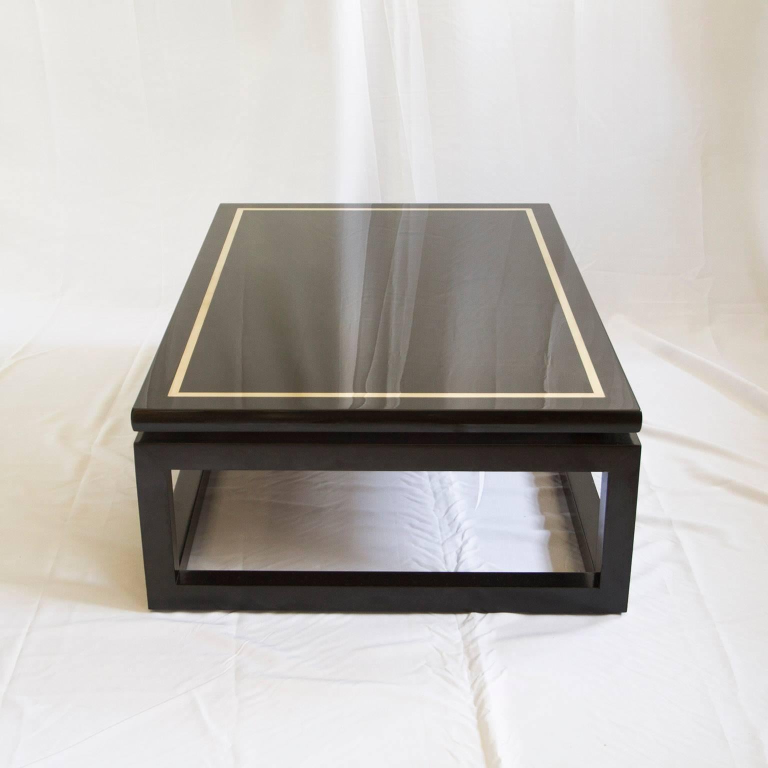Mid-Century Modern Black Lacquer Coffee Table