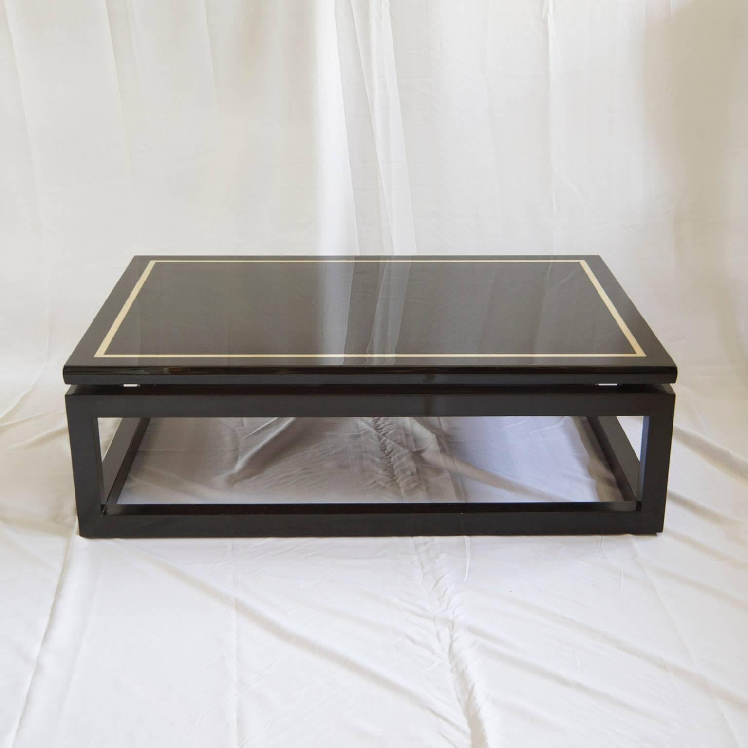 French Black Lacquer Coffee Table