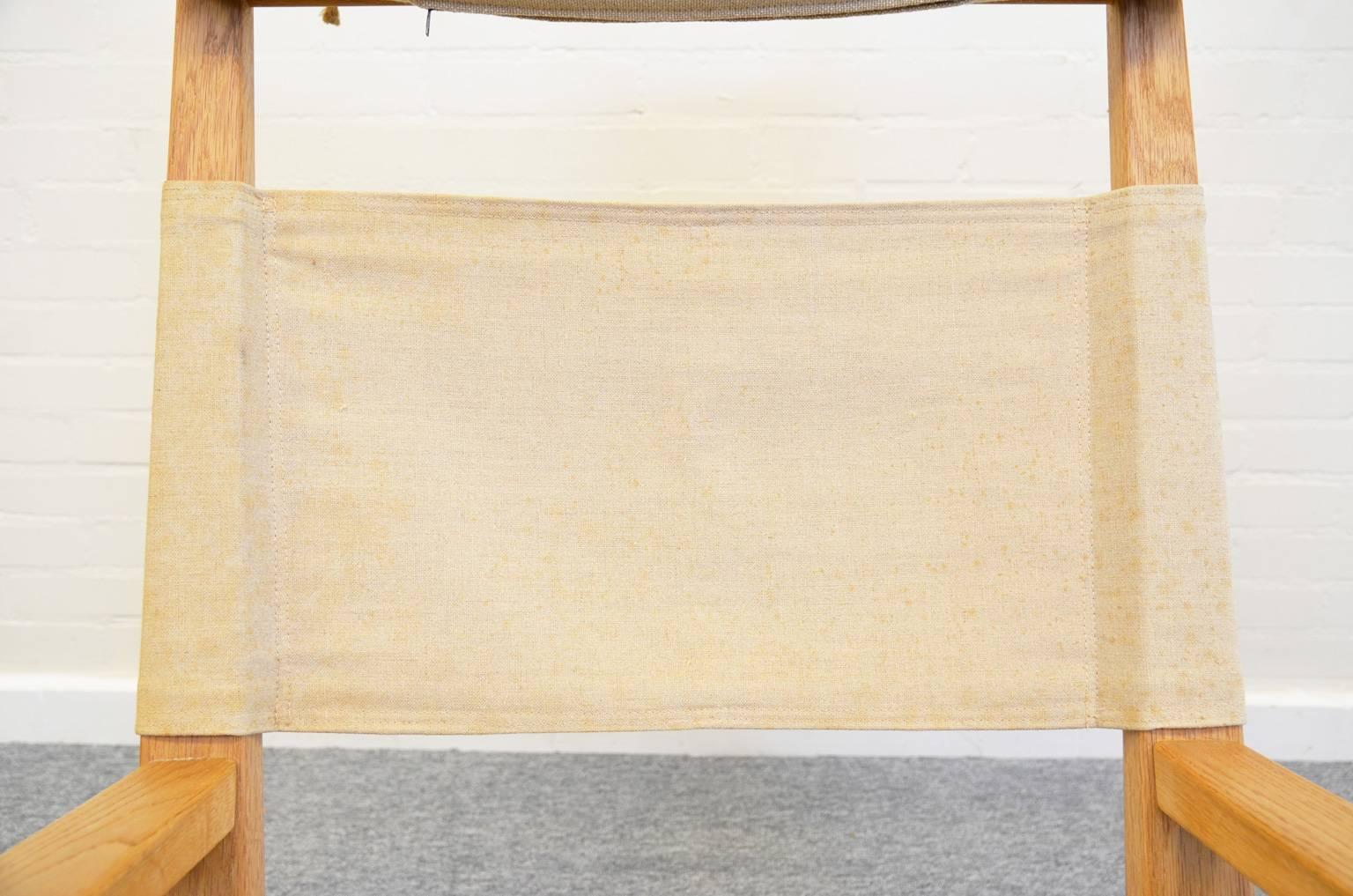 Fabric Keyhole Rocking Chair in Solid Oak by Hans Wegner for Getama, Denmark