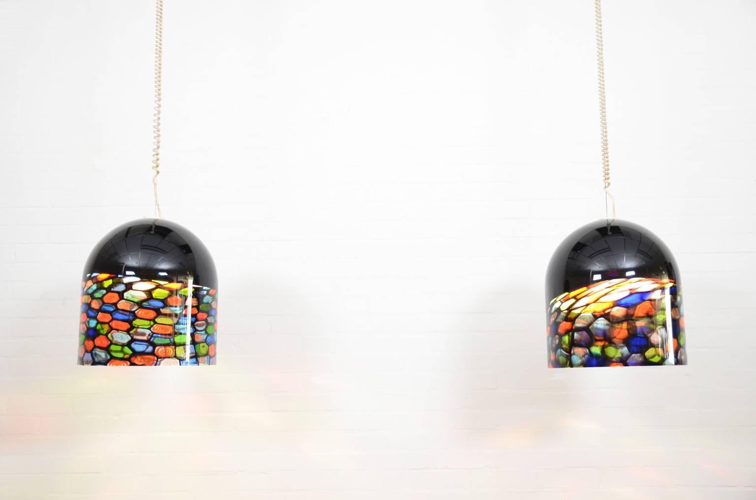 Modern Colorful Glass Pendant Chandeliers by Toso & Massari for Leucos, Italy