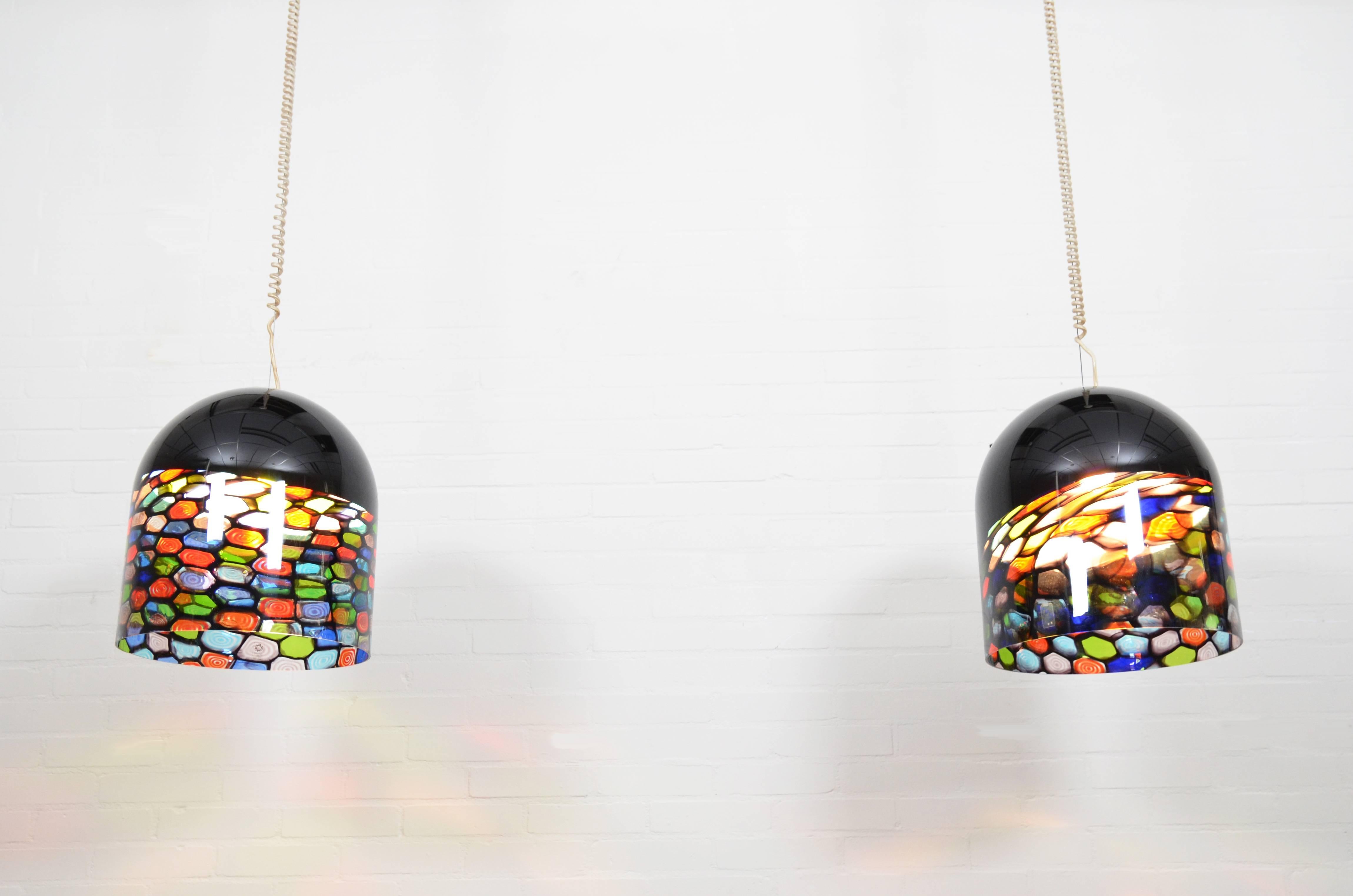 Colorful Glass Pendant Chandeliers by Toso & Massari for Leucos, Italy 1