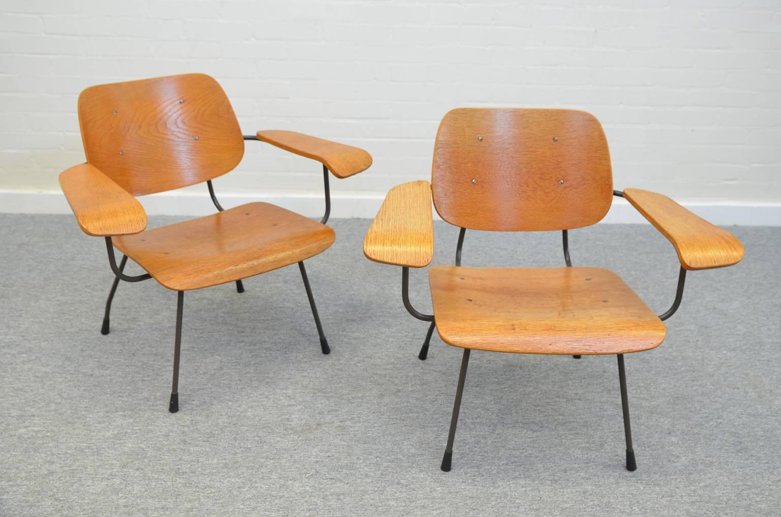 Dutch Easy Chairs Model 8000 in Oak by Tjerk Reijenga for Pilastro, Netherlands