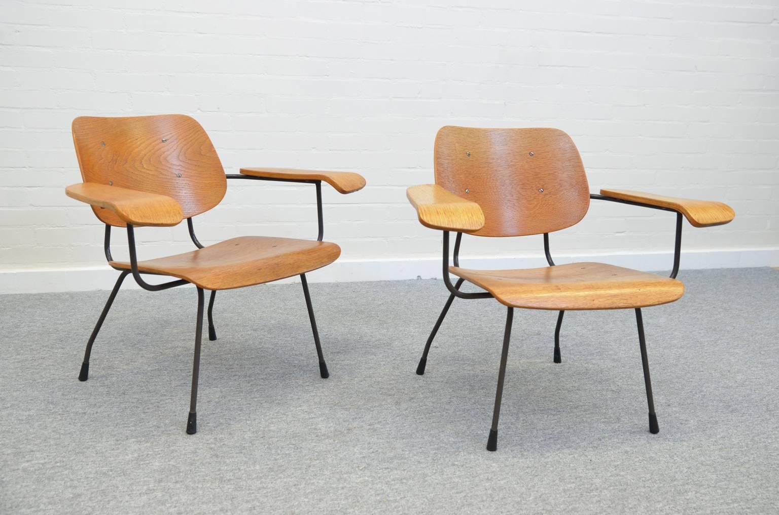 Mid-Century Modern Easy Chairs Model 8000 in Oak by Tjerk Reijenga for Pilastro, Netherlands