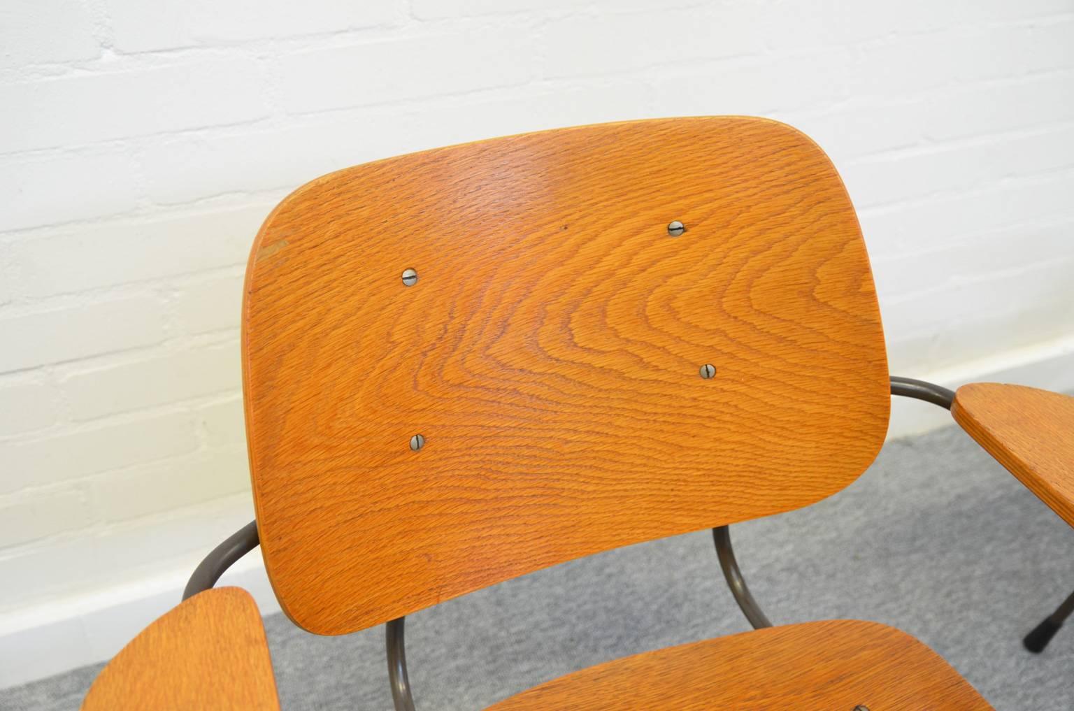 Veneer Easy Chairs Model 8000 in Oak by Tjerk Reijenga for Pilastro, Netherlands