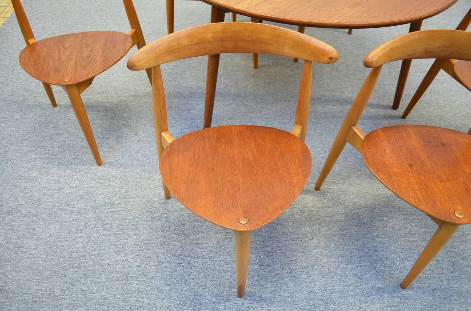 Scandinavian Modern Heart Dining Set by Hans J. Wegner for Fritz Hansen