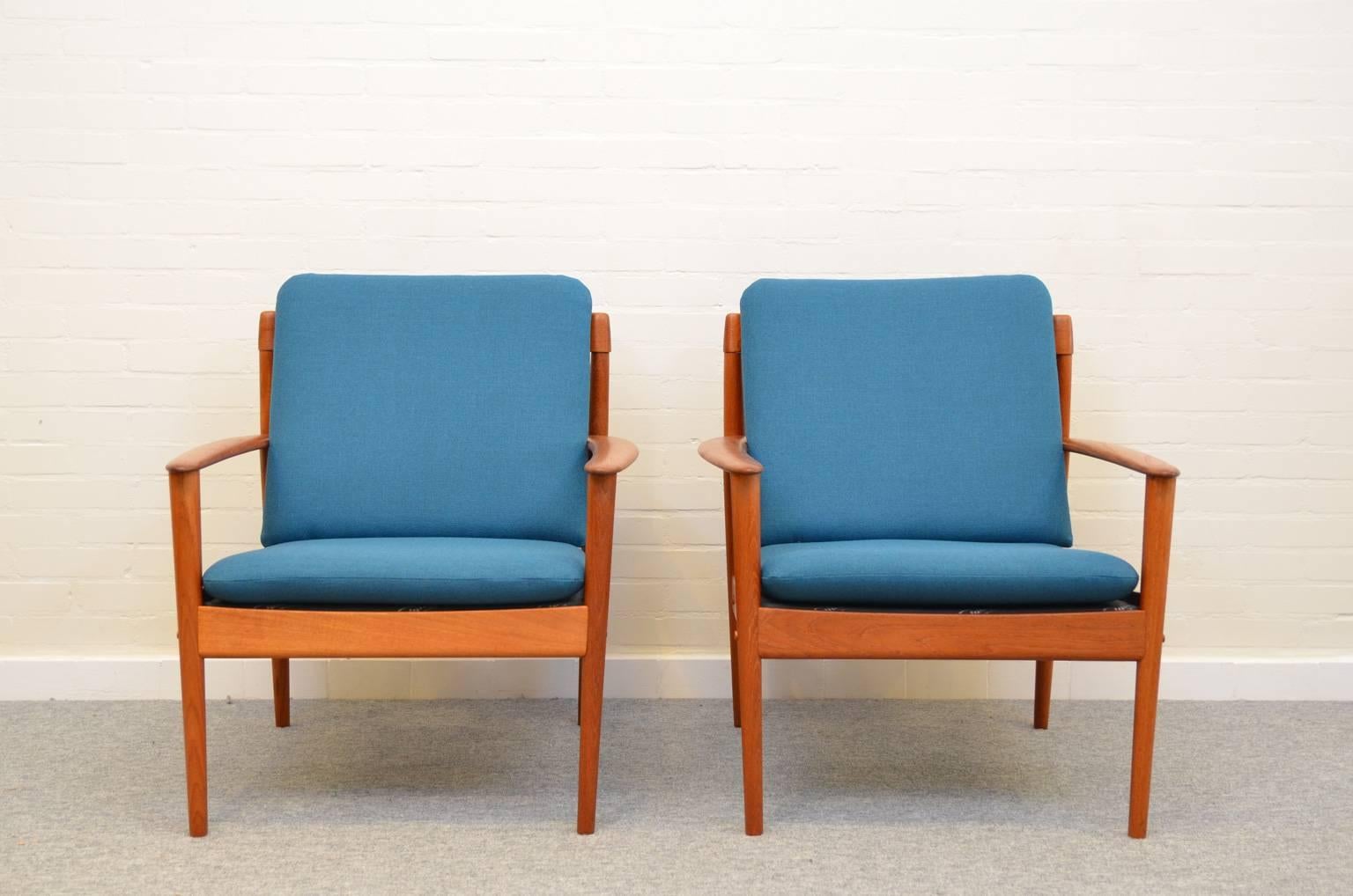 Scandinavian Modern Mid-Century Grete Jalk Easy Chairs for P. Jeppesens Møbelfabrik, Denmark