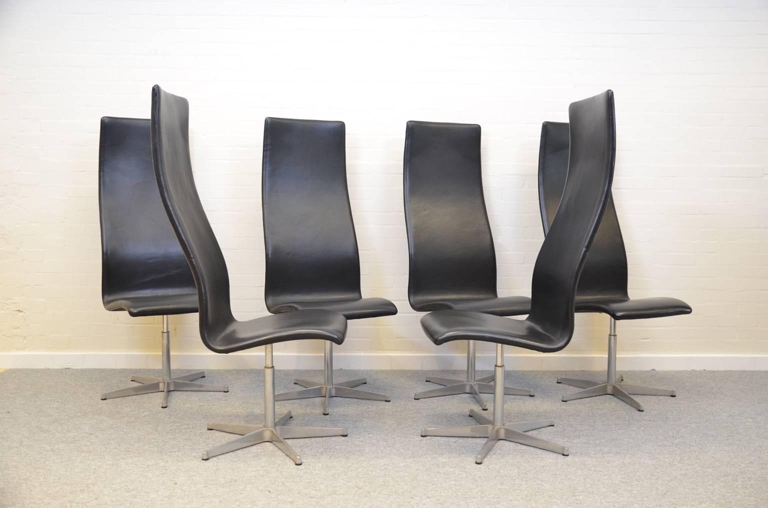 Scandinavian Modern MidcenturyBlack Leather Oxford Chairs by Arne Jacobsen for Fritz Hansen, Denmark