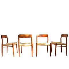 Set of Four N°75 Teak Dining Chairs by Niels Otto Moller