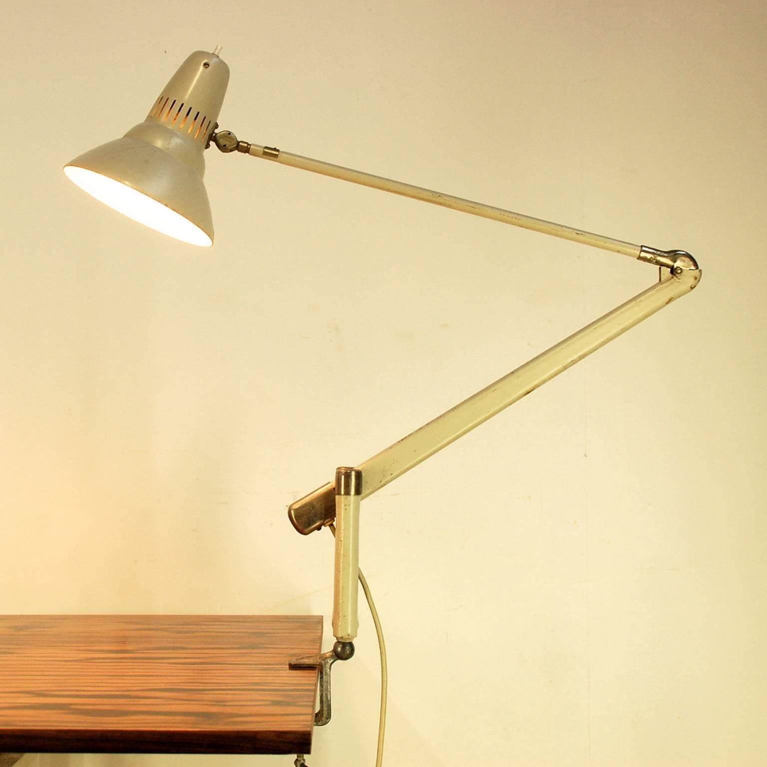 Mid-Century Modern Swedish 1950s Articulating Clamp-On Desk Lamp by ASEA For Sale