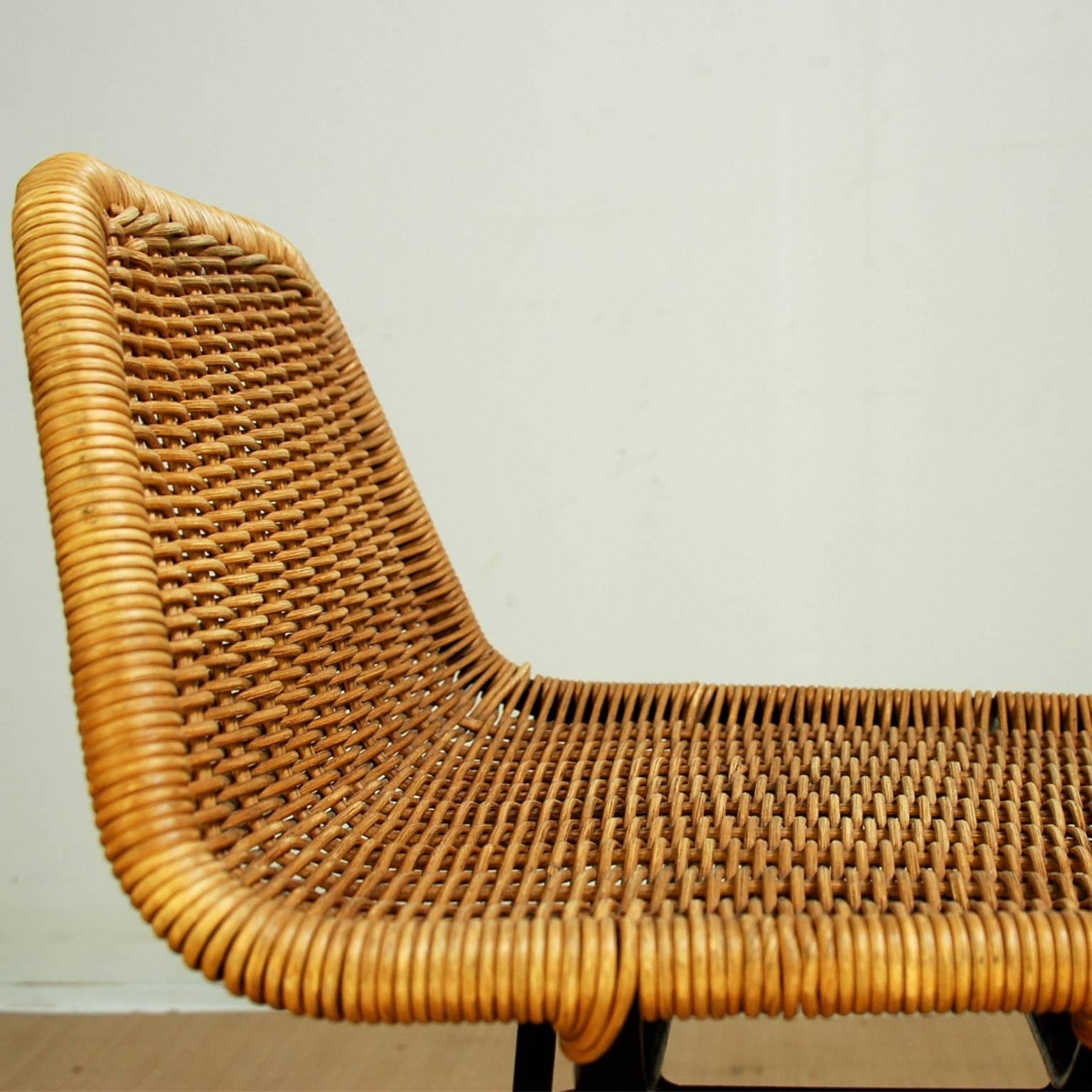 Set of Four 1960s Wicker Stools by Dirk Van Sliedrecht for Rohe Noordwolde In Good Condition In Antwerp, BE