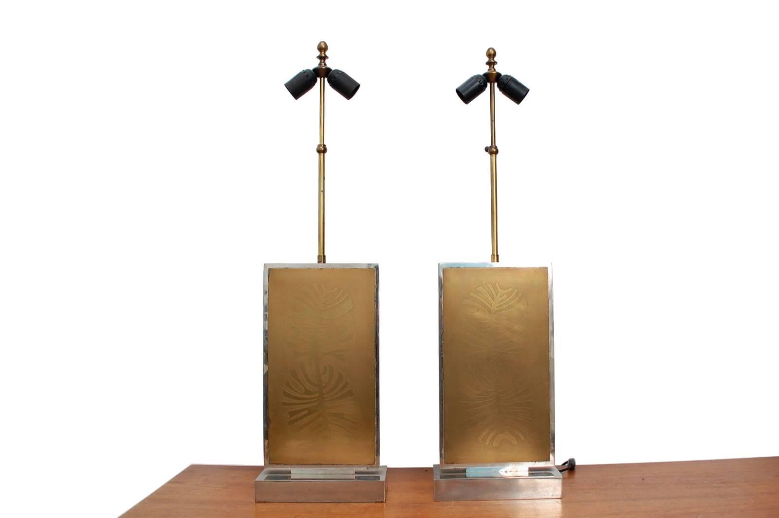 Etched Impressive Pair of Very Rare 1976 Table Lamps Signed by Christian Krekels