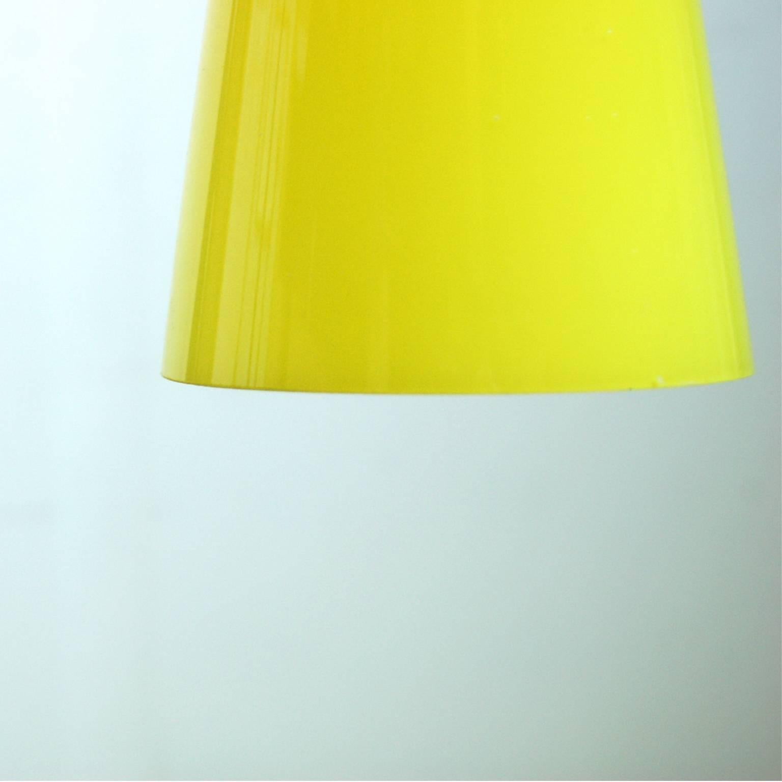 Set of Two Yellow Fog and Morup 'trompet' Pendant Lights, 1960s In Excellent Condition In Antwerp, BE