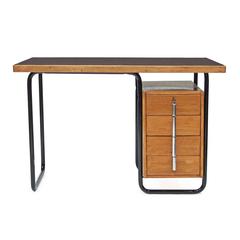 1930s Bauhaus Oak Desk by Welles Coates for Kingfisher Modernist