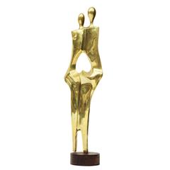 1970s Bronze Abstract Figure Sculpture by African Artist Francois Tamba Ndembe