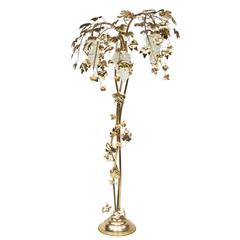 1970s Gold Vine Leaf Palm Floor Lamp