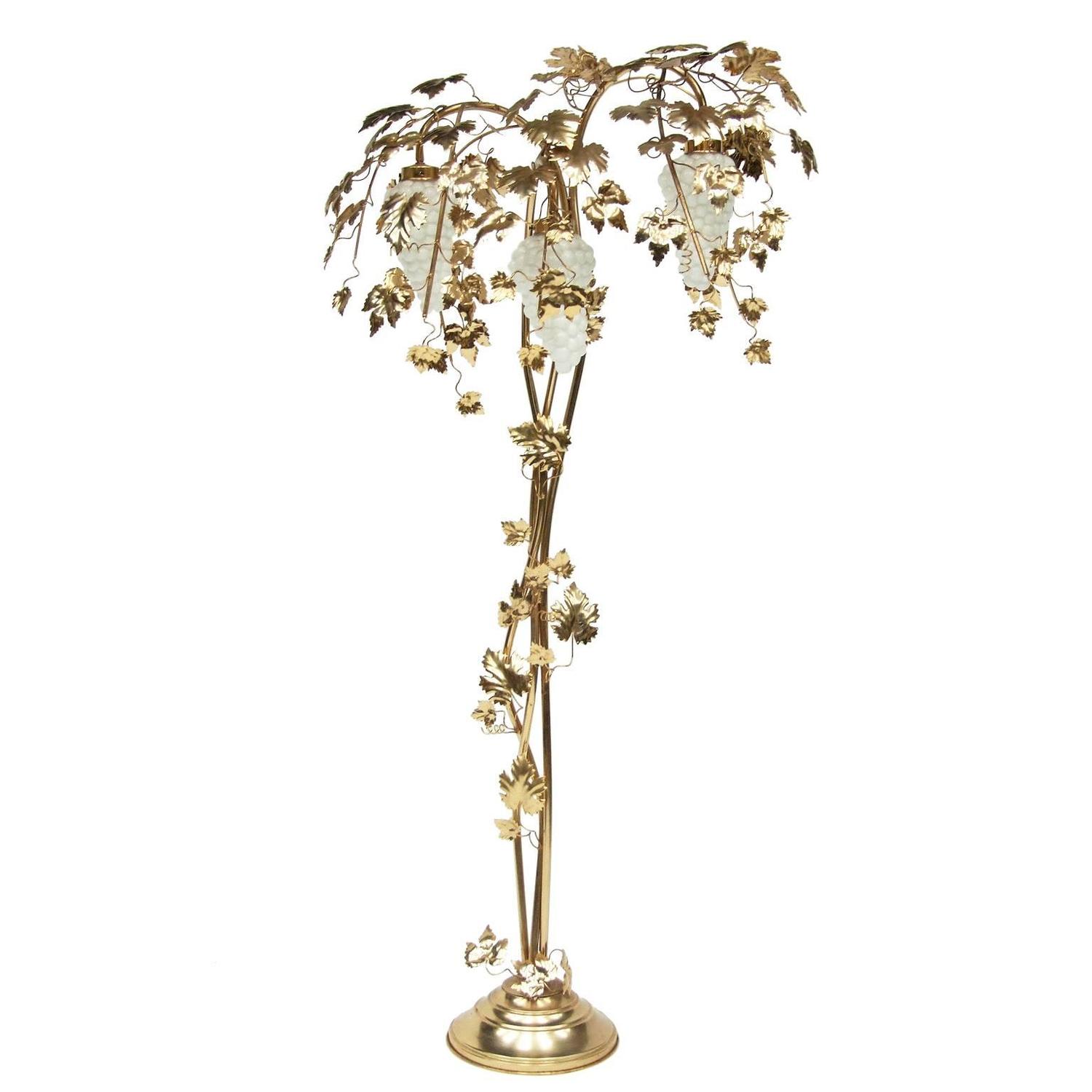 1970s Gold Vine Leaf Palm Floor Lamp at 1stdibs