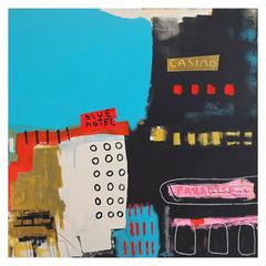 'Reservations at the Blue Hotel' Abstract Painting by Alan Fears 2