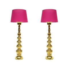 Pair of Large 1970s Brass Stiffel Floor / Table Lamps 10