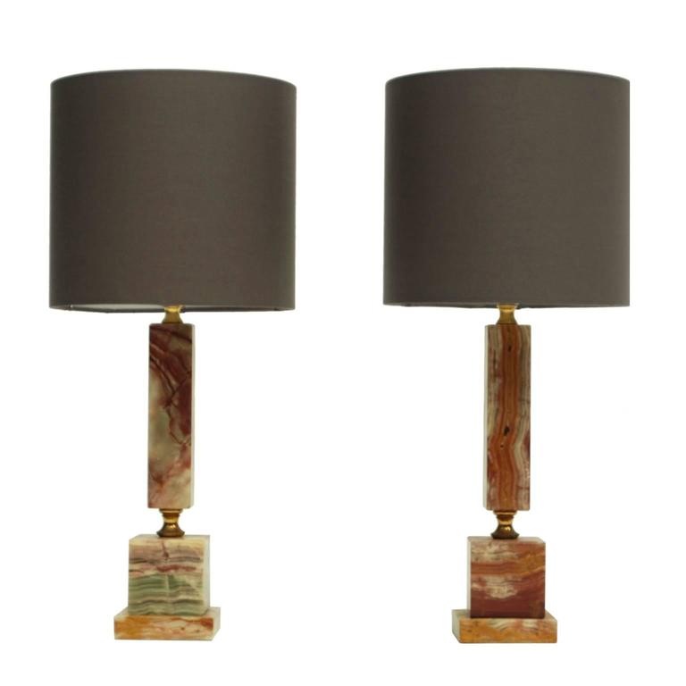Pair Of 1960s Onyx And Brass Italian Table Lamps For At 1stdibs Pair Of 1960s Onyx And Brass Italian Table Lamps For