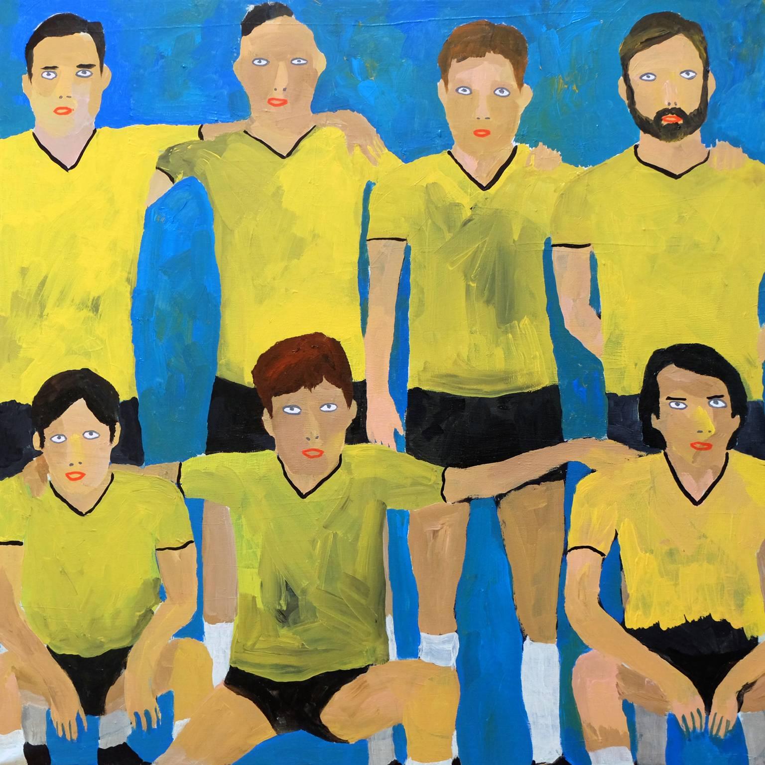 'Players' Portrait Painting by Alan Fears Football Team Soccer Art