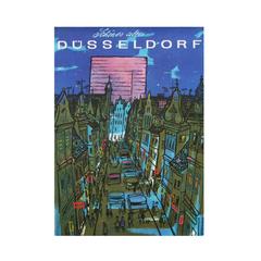 1960s Dusseldorf Germany Travel Poster City Pop Art Illustration
