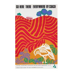 1960s British Coach Travel Poster Bird Mid-Century Pop Art