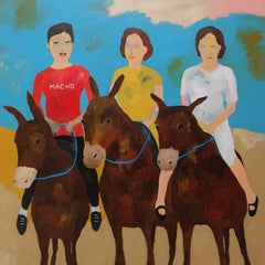 'The Riding Instructor' Portrait Painting by Alan Fears Donkeys Art