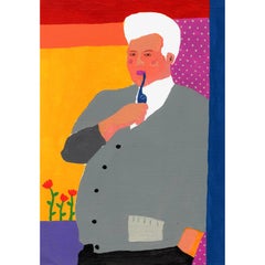 'Him Indoors' Portrait Painting by Alan Fears Acrylic on Paper