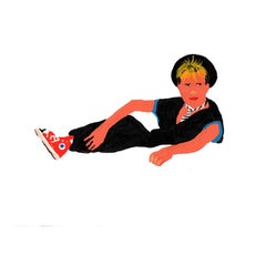 'Howard Jones Fell in a Hole' Portrait Painting by Alan Fears Acrylic on Paper