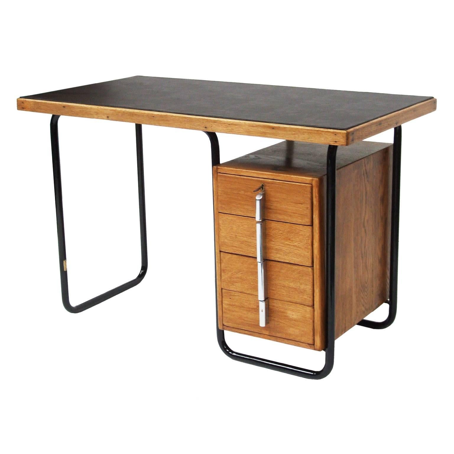English 1930s Bauhaus Oak Desk by Welles Coates for Kingfisher Modernist