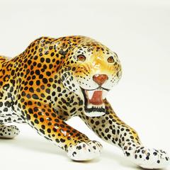 1950s Large Impressive Ceramic Leopard Sculpture