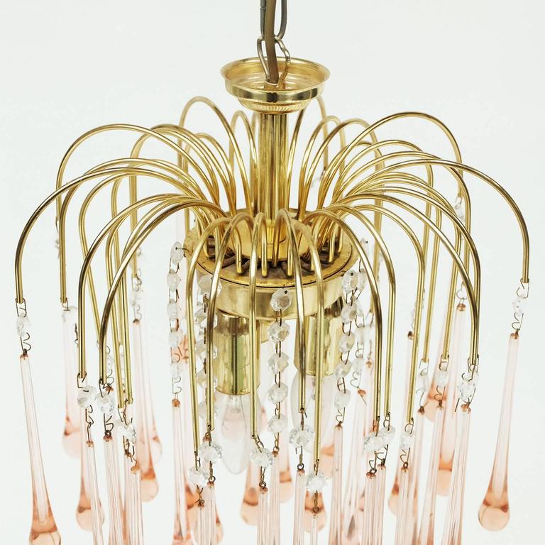 1960s Pink Murano Waterfall Teardrop Chandelier at 1stdibs