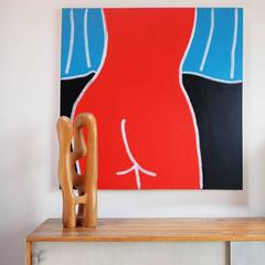 'Blue Curtain' Abstract Female Figurative Painting by Alan Fears