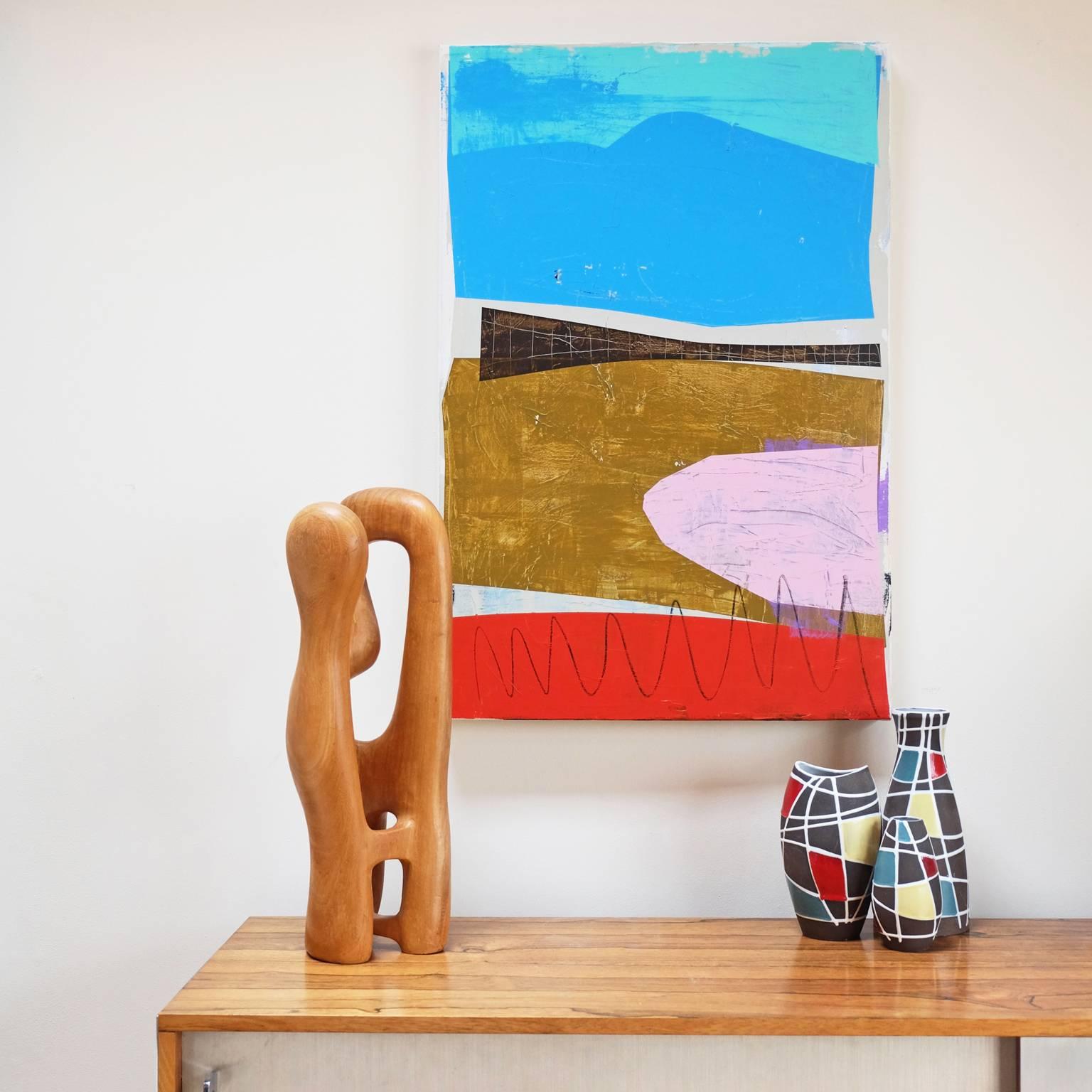 Acrylic and oil on canvas by Alan Fears, 2015.

Part of the 'Landshapes' series, 2015.

Landshapes is a series of paintings that experiment with colour blocking, sketching motifs and fragmenting English landscapes. Based on memories of living on
