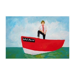 'Terry Is In a Bad Mood' Painting by Alan Fears Acrylic on Paper Boat Sailing 8
