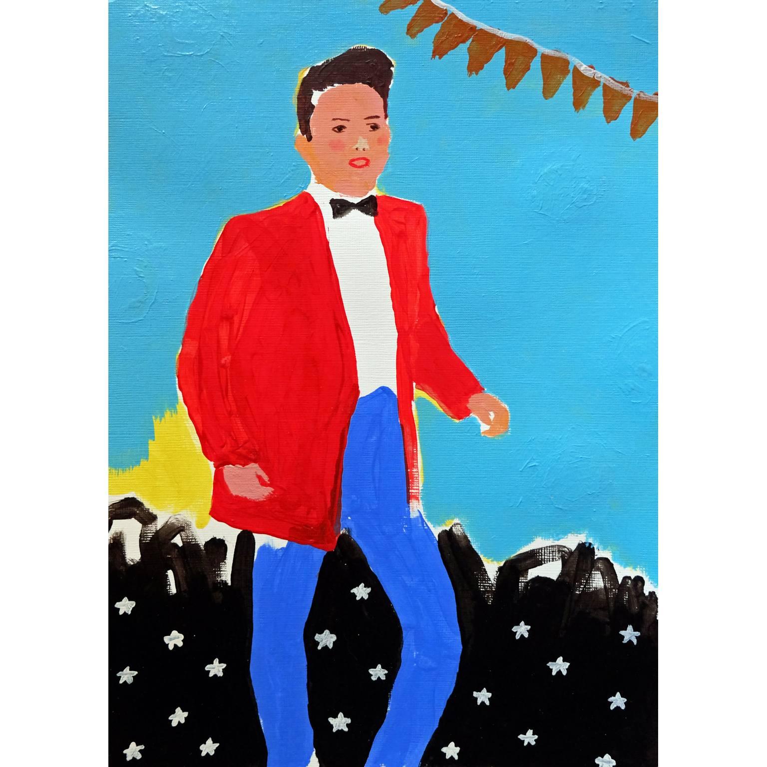 'The Virgin Shuffle' Portrait Painting by Alan Fears Acrylic on Paper Dancing