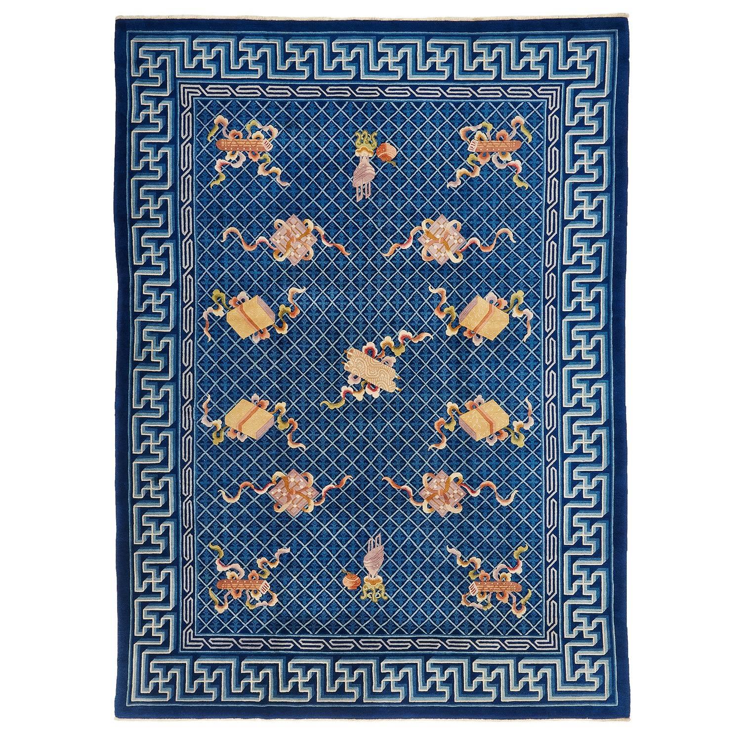 Handwoven in China.
Oriental spiritual motifs including books and scrolls. Measures: 8' x 11'4