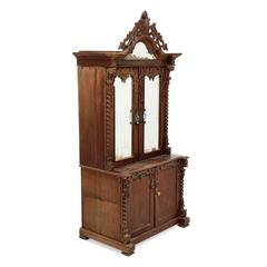 Antique Thai Early 20th Century Teak Mirrored Cabinet