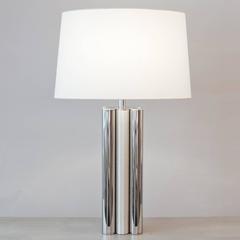 1970s Brushed and Polished Aluminium Table Lamp