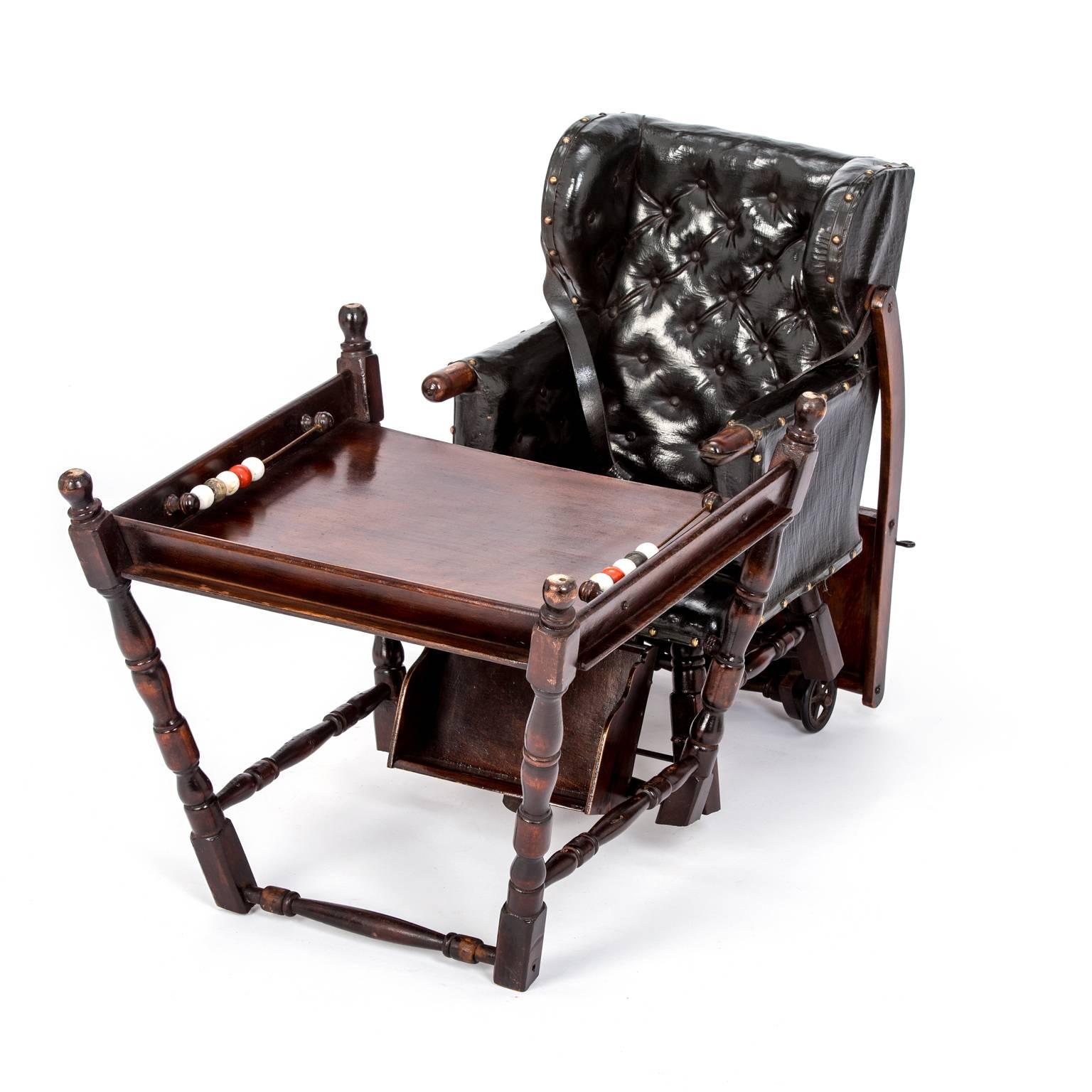 19th Century Delightful Original Edwardian Oak Metamorphic Childs High Chair. For Sale