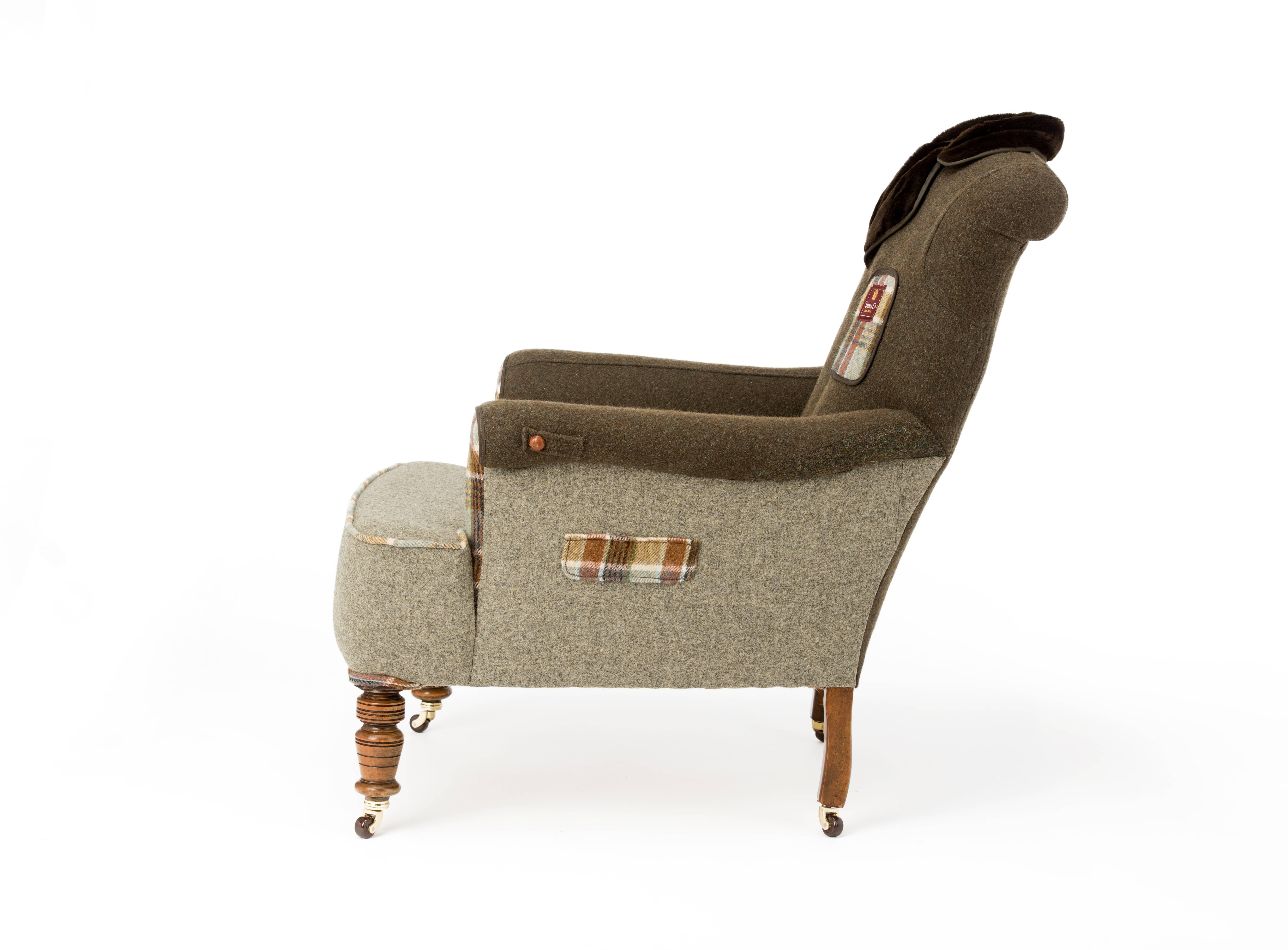 British The Country Tweed Armchair. For Sale