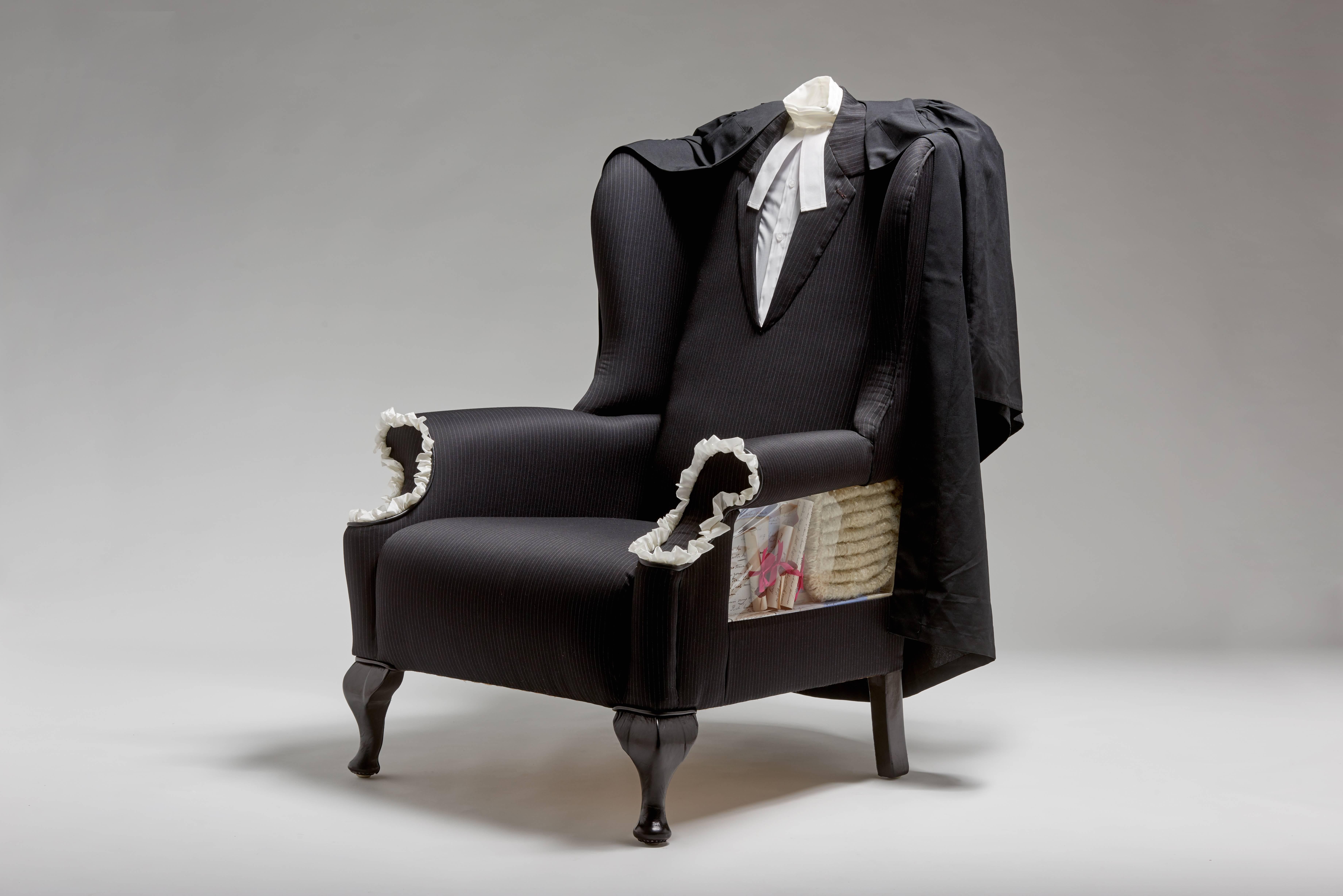 Leather The Barrister Wing Chair. For Sale