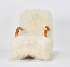 "Yeti' Vintage Mid-Century Armchair in Long Haired Icelandic Blond Sheepskin