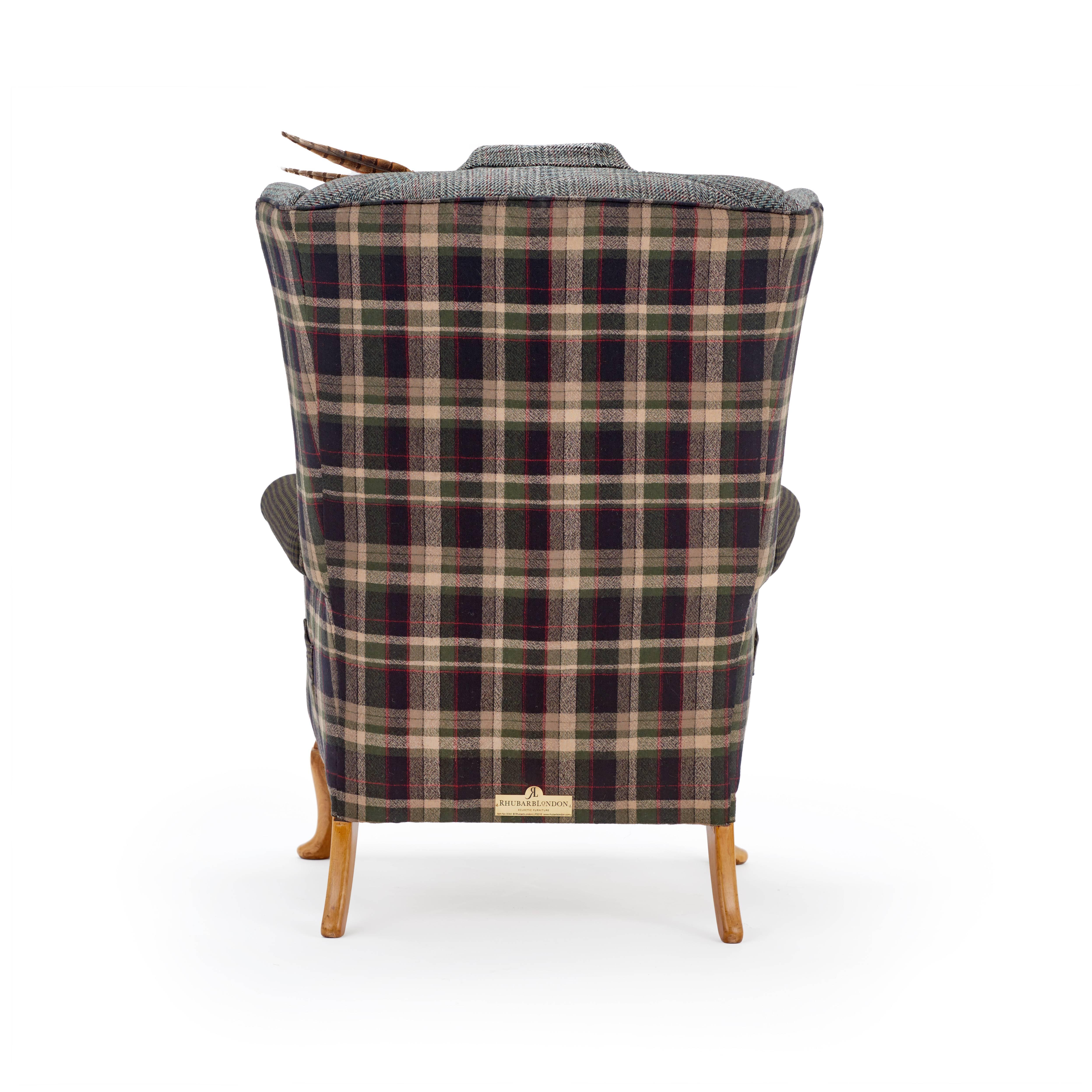 English Vintage Crombie Overcoat Wing Chair For Sale