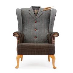 Vintage Crombie Overcoat Wing Chair