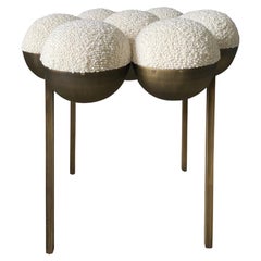 Saturn Pouffe Small, Oxidized Brass and Ivory Boucle by Lara Bohinc, in Stock
