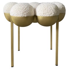 Saturn Pouffe Small, Brass Frame and Ivory Fabric by Lara Bohinc, in Stock