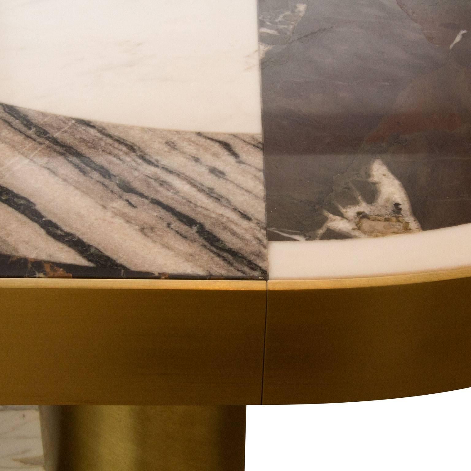 Contemporary Half Moon Dining Table, Marble and Brass, by Lara Bohinc For Sale